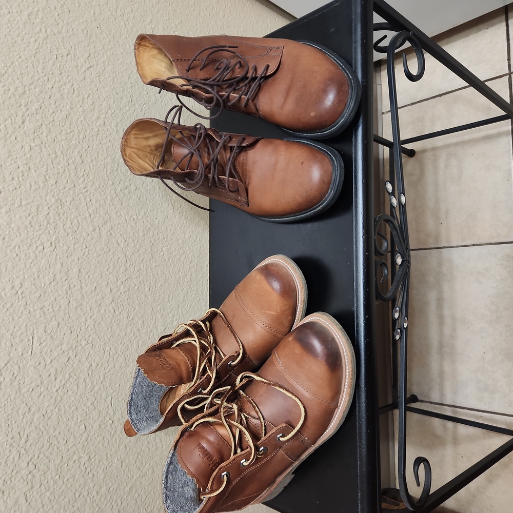 2 pairs of Mens leather boots 43 and size  10.5